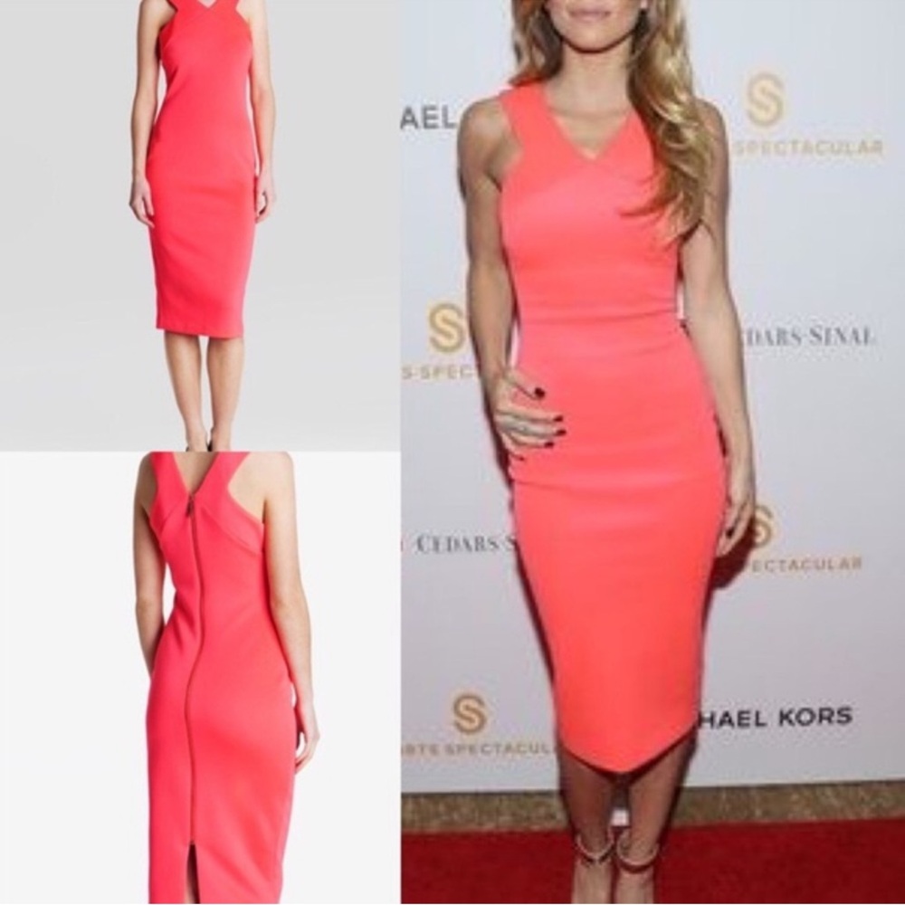 Ted Baker Coral Pink Midi Sheath Dress